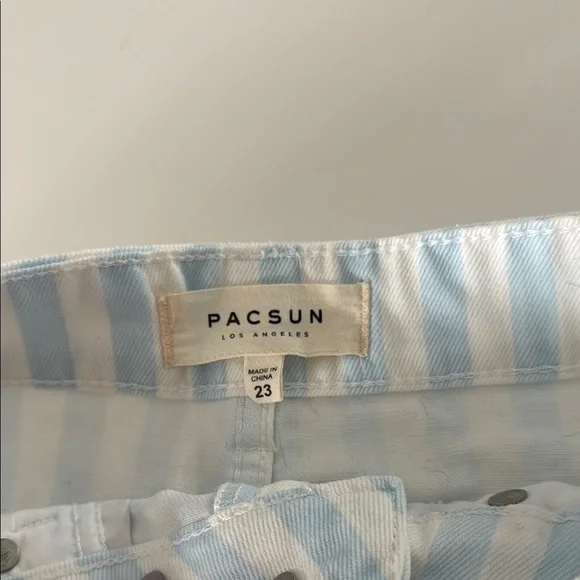 Pacsun Striped Blue and White Denim Mini Skirt - Picture 6 of 11